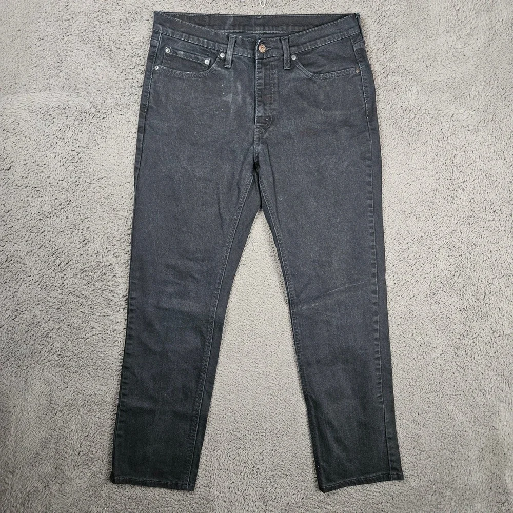 Levis Slim Fit Jeans Mens 34x32 Black Stretch Denim Dark Wash